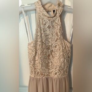 Lace Bodice Maxi Dress in Blush/Light Pink - Speechless By David’s Bridal